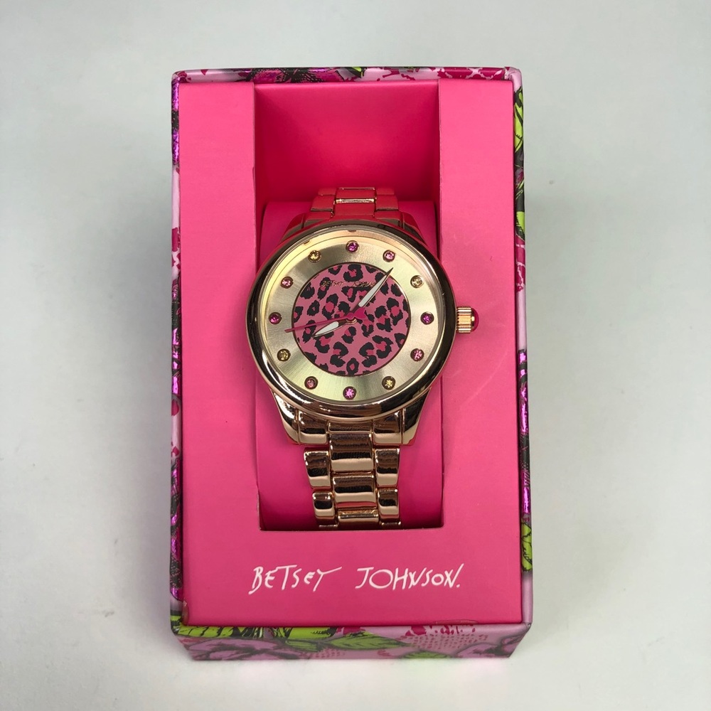 Xox Betsey Johnson Women Gold Cheetah Print Watch